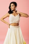 Buy_Quench A Thirst_Ivory Georgette Embroidery Pearls Sweetheart Ombre Effect Lehenga Set _Online_at_Aza_Fashions