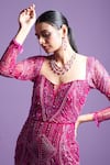 Shop_PARUL GANDHI_Pink Mesh With Silk Underlining Embroidered Prism Embellished Mermaid Gown _Online_at_Aza_Fashions