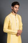 Raghavendra Rathore Jodhpur Yellow Silk Embroidery Panelled Kurta Online at Aza Fashions Raghavendra Rathore Jodhpur_Yellow Silk Embroidery Panelled Kurta _Online_at_Aza_Fashions