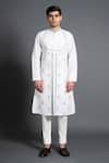 Raghavendra Rathore Jodhpur_White Silk Embroidered Floral Angrakha Kurta _Online_at_Aza_Fashions