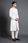 Buy_Raghavendra Rathore Jodhpur_White Silk Embroidered Floral Angrakha Kurta _Online_at_Aza_Fashions