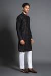 Buy_Raghavendra Rathore Jodhpur_Black Silk Embroidered Chikankari And Mukaish Work Kurta _Online_at_Aza_Fashions