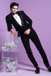 Buy_Contrast By Parth_Black Cotton Embroidery Nightfall Tuxedo Set _Online_at_Aza_Fashions