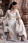 Buy_PREEVIN_White Peplum Top Cotton Mulmul Straight Kurta And Sharara Set  _Online_at_Aza_Fashions