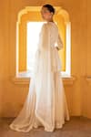 PREEVIN_Off White Cotton Mulmul Embroidered And & Mirror Sharara Set  _Online_at_Aza_Fashions