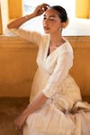Buy_PREEVIN_Off White Cotton Mulmul Embroidered And & Mirror Sharara Set  _Online_at_Aza_Fashions