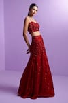 Buy_PARUL GANDHI_Red Embroidered Jewel Sweetheart Silk Organza Vivid Embellished Mermaid Lehenga _Online_at_Aza_Fashions