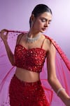 Shop_PARUL GANDHI_Red Embroidered Jewel Silk Organza Vivid Embellished Mermaid Lehenga For Women_Online_at_Aza_Fashions