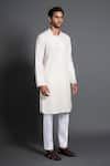 Shop_Raghavendra Rathore Jodhpur_Off White Silk Applique Work Kurta _Online_at_Aza_Fashions