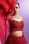 PARUL GANDHI_Red Embroidered Jewel Silk Organza Vivid Embellished Mermaid Lehenga For Women_at_Aza_Fashions