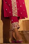 Buy_PREEVIN_Fuchsia Kurta And Pant Cotton Mulmul Embroidered Floral With  