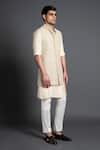 Buy_Raghavendra Rathore Jodhpur_Beige Silk Embroidered Thread And Pearl Work Waistcoat For Men_Online_at_Aza_Fashions