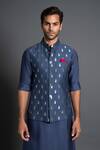 Buy Raghavendra Rathore Jodhpur Blue Chanderi Silk Embroidery Floral Woven Kantha Work Waistcoat Online at Aza Fashions Buy_Raghavendra Rathore Jodhpur_Blue Chanderi Silk Embroidery Floral Woven Kantha Work Waistcoat _Online_at_Aza_Fashions