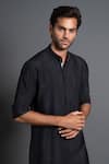 Buy Raghavendra Rathore Jodhpur Black Silk Embroidery Pintuck And Kantha Work Kurta Online at Aza Fashions Buy_Raghavendra Rathore Jodhpur_Black Silk Embroidery Pintuck And Kantha Work Kurta _Online_at_Aza_Fashions