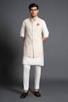 Buy_Raghavendra Rathore Jodhpur_Off White Silk Embroidered Floral Jaal Waistcoat For Men_Online_at_Aza_Fashions