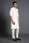 Raghavendra Rathore Jodhpur_Off White Silk Embroidered Jaal Yoke Kurta _Online_at_Aza_Fashions