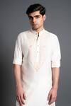 Buy_Raghavendra Rathore Jodhpur_Off White Silk Embroidered Jaal Yoke Kurta _Online_at_Aza_Fashions