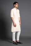 Raghavendra Rathore Jodhpur_Cream Silk Embroidered Thread Pintuck Kurta _Online_at_Aza_Fashions