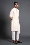 Buy_Raghavendra Rathore Jodhpur_Cream Silk Embroidered Thread Pintuck Kurta _Online_at_Aza_Fashions