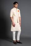 Raghavendra Rathore Jodhpur Beige Chanderi Silk Embroidery Kantha Work Waistcoat Online at Aza Fashions Raghavendra Rathore Jodhpur_Beige Chanderi Silk Embroidery Kantha Work Waistcoat _Online_at_Aza_Fashions