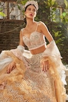 Buy_Cherie D_Gold Tulle Silk Embroidery Sequin Sweetheart Tsarina Lehenga Set _Online_at_Aza_Fashions