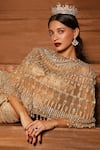 Buy_Cherie D_Gold Tulle Silk Embroidery Sequin Monarch Cape And Draped Skirt Set For Women_Online_at_Aza_Fashions
