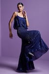 Buy Parul Gandhi Blue Satin, Organza, Cotton Sequins, Crystals Eclipse Embroidered Pant With Top Online at Aza Fashions Buy_Parul Gandhi_Blue Satin, Organza, Cotton Sequins, Crystals Eclipse Embroidered Pant With Top _Online_at_Aza_Fashions