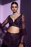 PARUL GANDHI_Purple Embroidered Stellar Floral Shimmer Embellished Lehenga Set _Online_at_Aza_Fashions