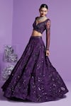 PARUL GANDHI_Purple Embroidered Stellar Floral Shimmer Embellished Lehenga Set _at_Aza_Fashions