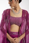 Buy_Charu and Vasundhara_Purple Bralette Tussar Embroidery Linear Blouse Scoop Eira And Sharara Set _Online_at_Aza_Fashions