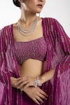 Shop_Charu and Vasundhara_Purple Bralette Tussar Embroidery Linear Blouse Scoop Eira And Sharara Set _Online_at_Aza_Fashions