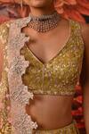 Moledro_Green Lehenga And Blouse Zari Brocade Embroidered Anaya Embellished Bridal Set _at_Aza_Fashions