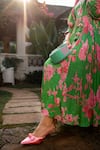 Buy_Paulmi and Harsh_Green Crepe Embroidered Sequins Spring Blooming Floral Pattern Dress For Women