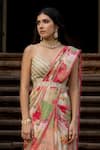 Paulmi and Harsh_Multi Color Printed Bloom With Grace Naksha Pre-draped Saree Set  _Online_at_Aza_Fashions