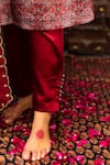 Shop_Vana Ethnics_Red Viscose And Embroidery Ajrakh V Neck Straight Kurta Pant Set _Online_at_Aza_Fashions