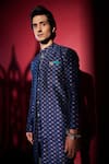 BUBBER COUTURE_Blue Flat Raw Silk Printed Liberty Viktor Kurta Set _Online_at_Aza_Fashions