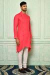 Nazaakat by Samara Singh_Pink Cotton Solid Asymmetric Kurta_Online_at_Aza_Fashions