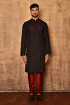 Buy_Nazaakat by Samara Singh_Black Geometric Embroidered Kurta Set_Online_at_Aza_Fashions