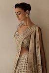 Varun & Nidhika_Beige Pre-stitched Saree Ghera : Zari Tissue And Blouse : With For Women_at_Aza_Fashions