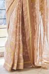 Buy_Vaayu_Beige Discharge Print Floral Saree For Women_Online_at_Aza_Fashions