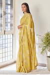 Buy_Vaayu_Yellow Printed Floral Applique Embroidered Saree _Online_at_Aza_Fashions