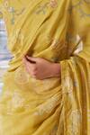 Vaayu_Yellow Printed Floral Applique Embroidered Saree _Online