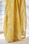 Buy_Vaayu_Yellow Printed Floral Applique Embroidered Saree _Online