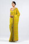 Buy_Vvani By Vani Vats_Green Satin Mirrors Round Neck Embellished Pre-draped Saree With Blouse _Online_at_Aza_Fashions