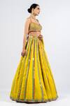 Shop_Vvani By Vani Vats_Green Satin, Georgette, Organza Mirrors Embroidered Stripe Pattern Lehenga Set _Online_at_Aza_Fashions