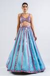 Vvani By Vani Vats Blue Georgette, Satin Sequins, Mirrors Plunge Embellished Bridal Lehenga Set Online at Aza Fashions Vvani By Vani Vats_Blue Georgette, Satin Sequins, Mirrors Plunge Embellished Bridal Lehenga Set _Online_at_Aza_Fashions