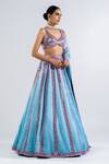Vvani By Vani Vats Blue Georgette, Satin Sequins, Mirrors Plunge Embellished Bridal Lehenga Set at Aza Fashions Vvani By Vani Vats_Blue Georgette, Satin Sequins, Mirrors Plunge Embellished Bridal Lehenga Set _at_Aza_Fashions