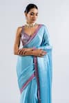 Shop Vvani By Vani Vats Blue Georgette, Satin, Chiffon Sequins, Plain Saree With Embellished Blouse Online at Aza Fashions Shop_Vvani By Vani Vats_Blue Georgette, Satin, Chiffon Sequins, Plain Saree With Embellished Blouse _Online_at_Aza_Fashions