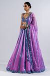 Buy Vvani By Vani Vats Purple Georgette, Satin, Organza Embellished Metallic Blouse Lehenga Set Online at Aza Fashions Buy_Vvani By Vani Vats_Purple Georgette, Satin, Organza Embellished Metallic Blouse Lehenga Set _Online_at_Aza_Fashions