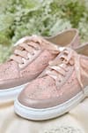 Coral Haze_Peach Valencia Lace Panel Wedding Sneakers _Online_at_Aza_Fashions